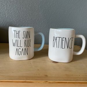 Rae Dunn Mugs Patience & The Sun‎ Will Rise Again NWOT